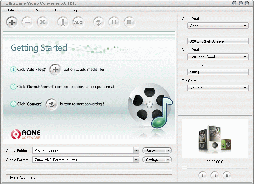 Click to view Ultra Zune Video Converter 6.0.0202 screenshot