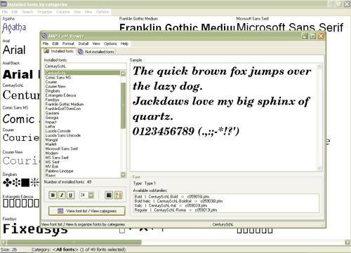 Click to view AMP Font Viewer 3.86 screenshot