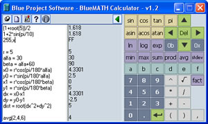 Click to view Blue MATH Calculator 1.0.001 screenshot