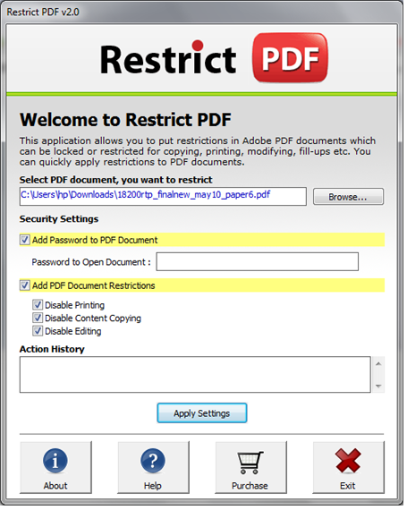 Click to view Protect PDF from Printing 2.0 screenshot