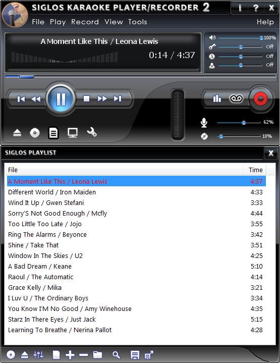 Click to view Siglos Karaoke Player/Recorder 1.2.6 screenshot