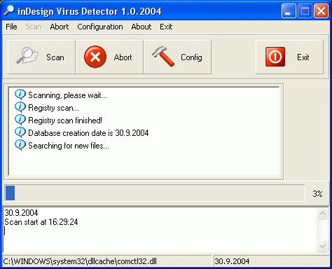 Click to view InDesign Virus Detector 1.0.2004 screenshot