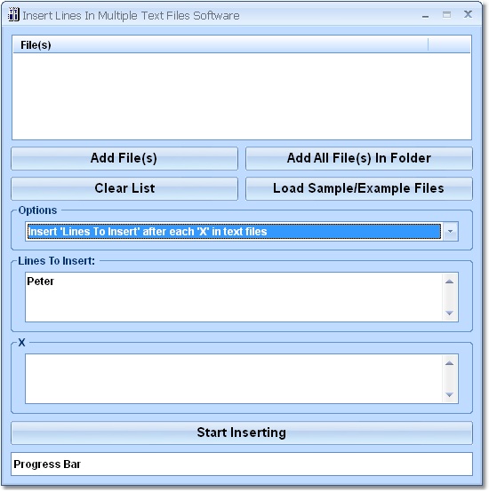 Click to view Insert Lines In Multiple Text Files Software 7.0 screenshot