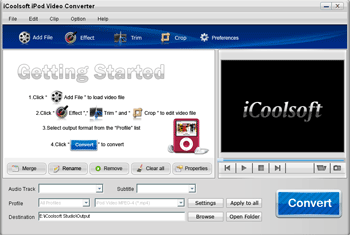 Click to view iCoolsoft iPod Video Converter 3.1.10 screenshot