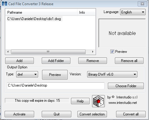 Click to view CAD File Converter W 3.0.1 screenshot