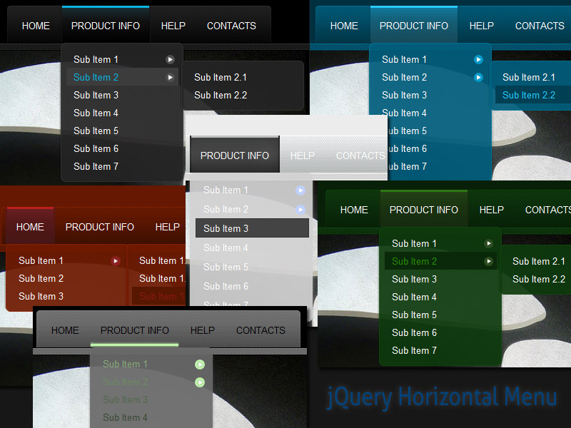 Click to view jQuery Horizontal Menu Style 05 1.5 screenshot