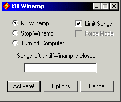 Click to view Kill Winamp 1.61 screenshot