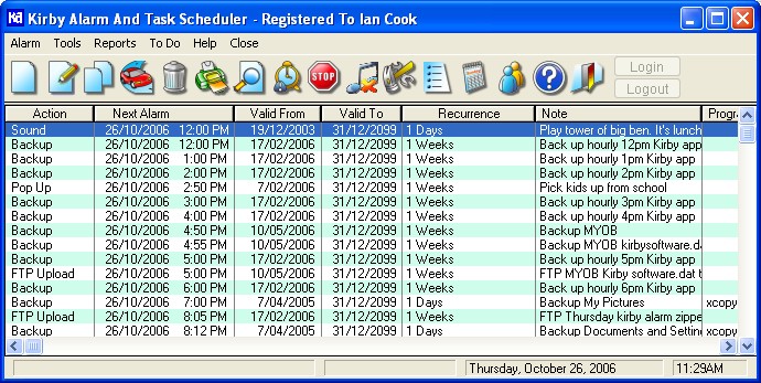 Click to view Kirby Alarm And Task Scheduler PRO 4.42 screenshot