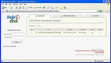 Click to view Help Desk for IIS 2.2 screenshot