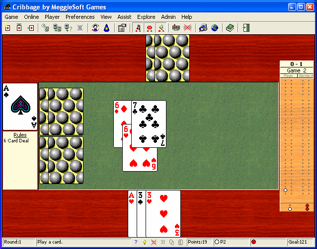 Click to view Cribbage by MeggieSoft Games 2008 screenshot