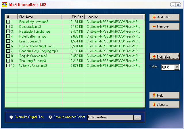 Click to view MP3 Normalizer 1.03.05 screenshot