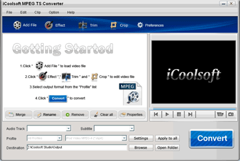Click to view iCoolsoft MPEG TS Converter 3.1.10 screenshot