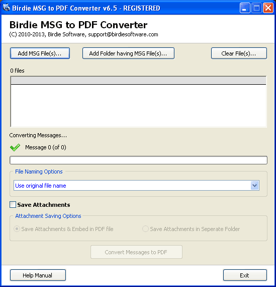 Click to view Convert MSG to PDF 6.5 screenshot
