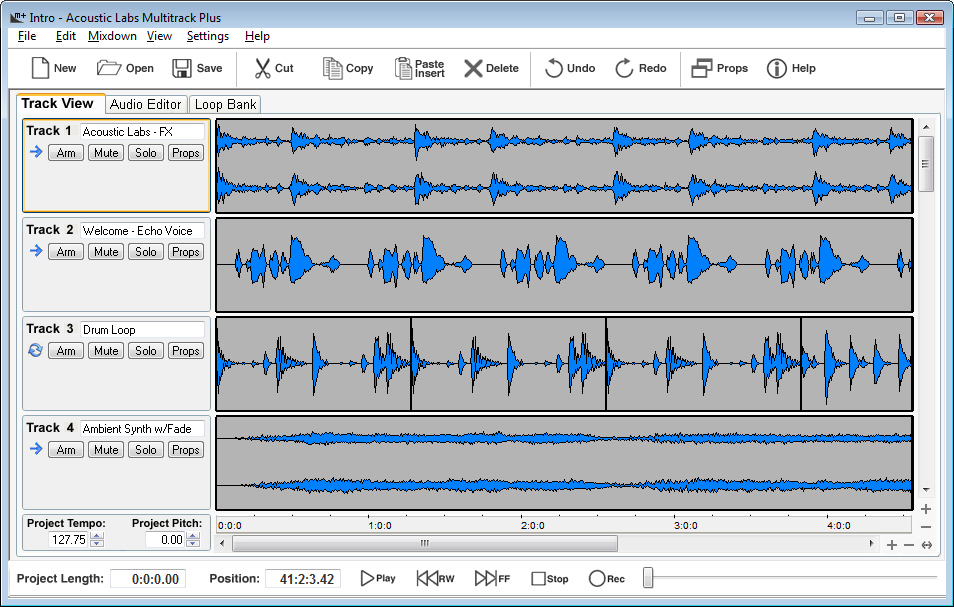 Click to view Acoustic Labs Multitrack Plus 1.6 screenshot