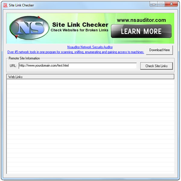 Click to view Site Link Checker 1.4.5 screenshot