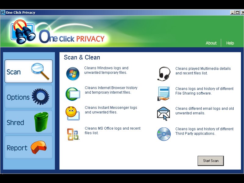 Click to view One Click Privacy 2.2.9 screenshot