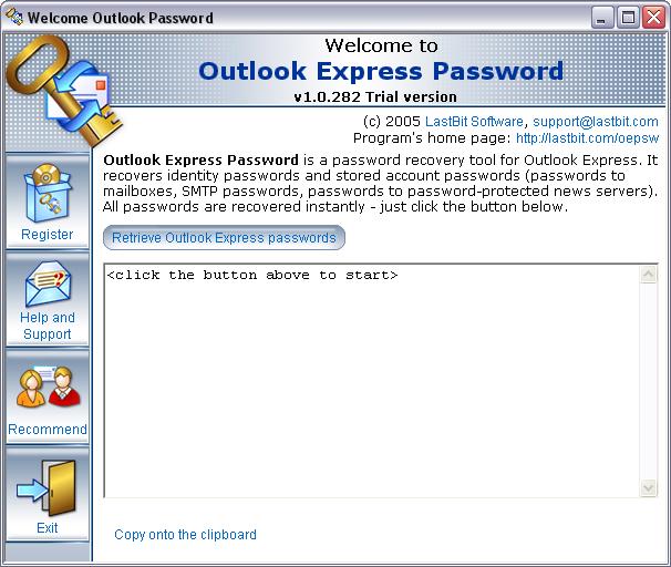 Click to view LastBit OutlookExpress Password Recovery 1.5.295 screenshot