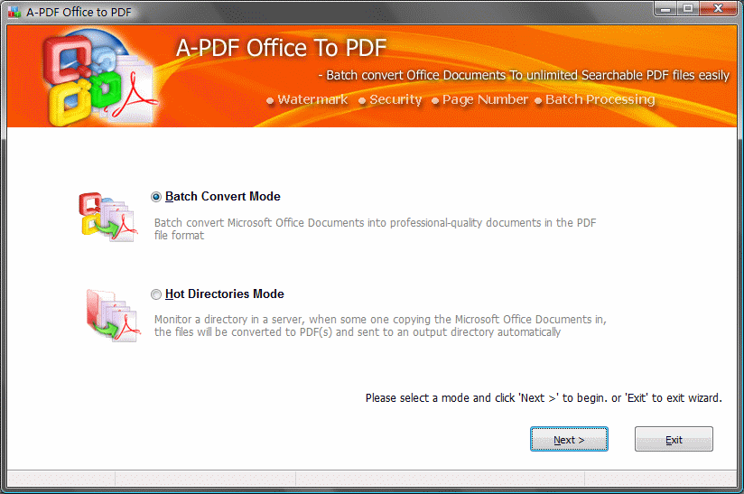 Click to view A-PDF Office to PDF 7.7 screenshot