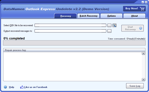 Click to view DataNumen Outlook Express Undelete 2.2 screenshot