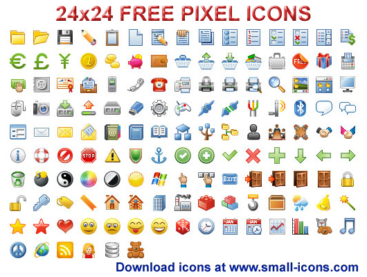 Click to view 24x24 Free Pixel Icons 2013.1 screenshot