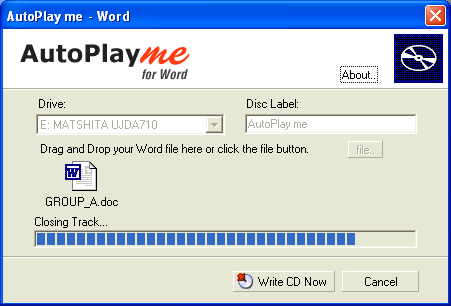 Click to view AutoPlay me for Word 5.0.2 screenshot