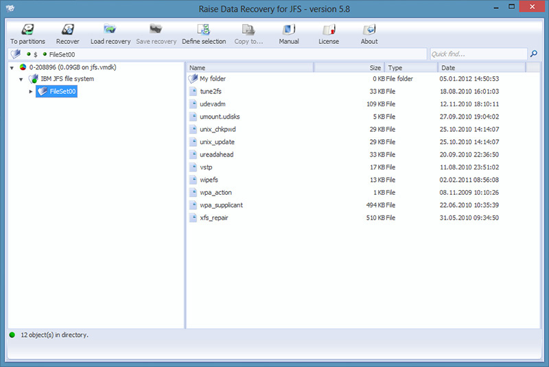 Click to view Raise Data Recovery for JFS 5.15 screenshot