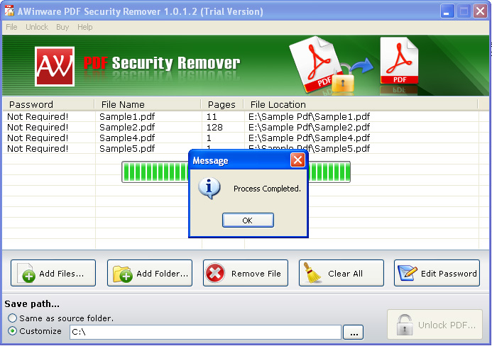 Click to view Batch Pdf Password Remover 1.0.1.2 screenshot