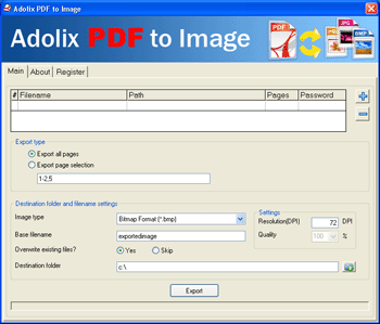 Click to view Adolix PDF to Image 1.3 screenshot