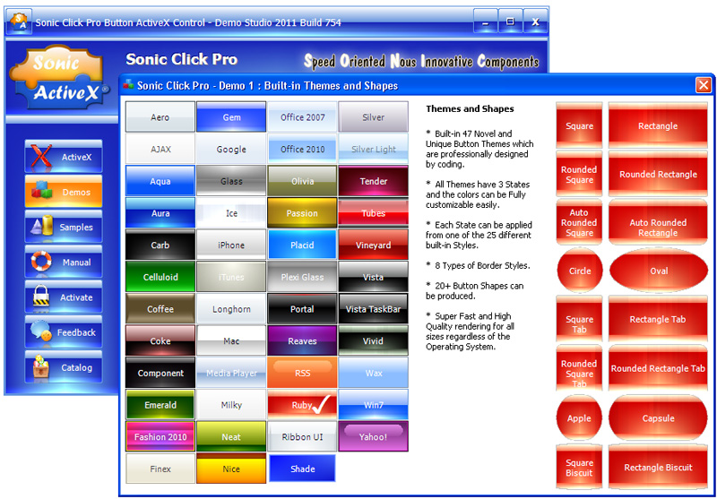 Click to view Sonic Click Pro Button ActiveX Control 5.0.0 screenshot