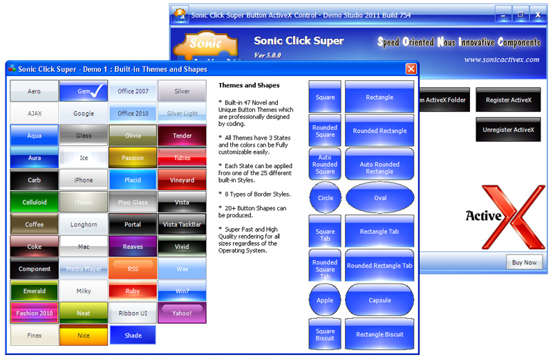 Click to view Sonic Click Super Button ActiveX Control 5.0.0 screenshot