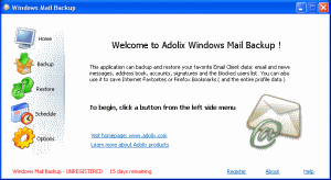 Click to view Adolix Windows Mail Backup 1.4 screenshot
