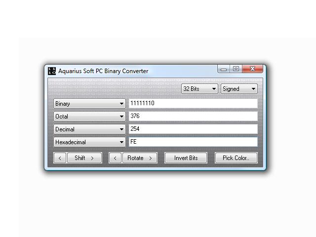 Click to view Aquarius Soft PC Binary Converter 1.6c screenshot