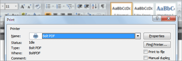 Click to view Bolt PDF Printer 1.19 screenshot