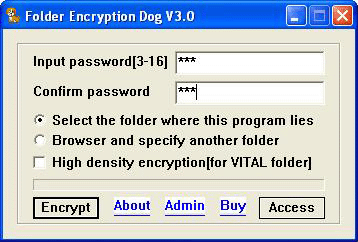 Click to view Folder Encryption Dog 3.0 screenshot