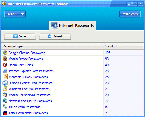 Click to view Internet Password Recovery Toolbox 3.0 screenshot