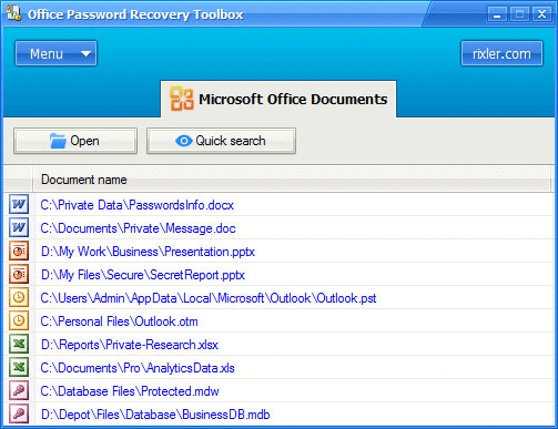 Click to view Office Password Recovery Toolbox 3.5 screenshot