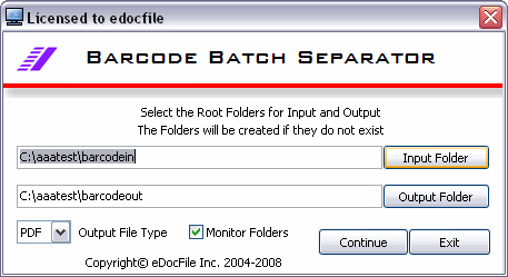 Click to view Barcode Batch Separator 1.0 screenshot