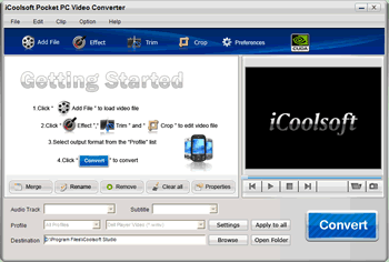 Click to view iCoolsoft Pocket PC Video Converter 3.1.12 screenshot