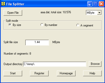 Click to view File Splitter 1.2.0.5 screenshot