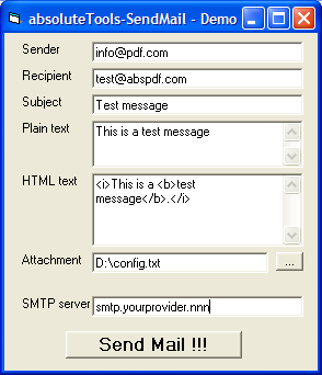 Click to view absoluteTools-SendMail 1.2.3 screenshot