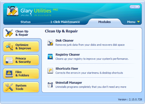 Click to view Glary Utilities PRO 2.56.0.8322 screenshot