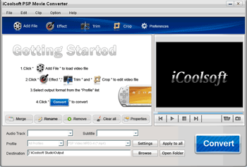 Click to view iCoolsoft PSP Movie Converter 3.1.10 screenshot