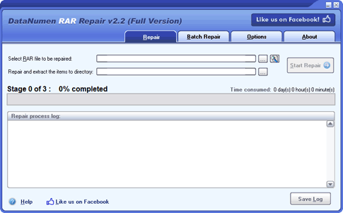 Click to view DataNumen RAR Repair 2.1 screenshot