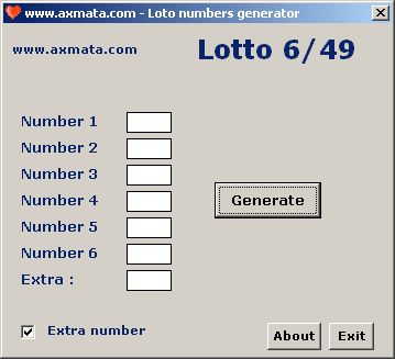 Click to view Lotto number generator 1.0.3 screenshot