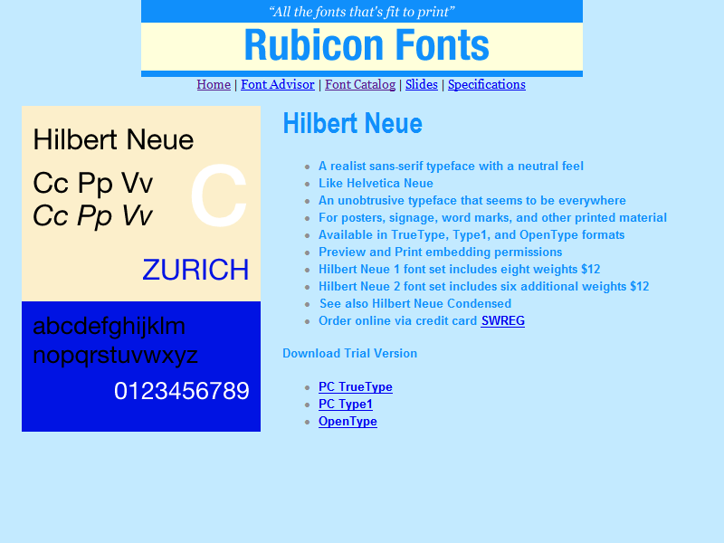 Click to view Hilbert Neue Fonts Type1 2.00 screenshot