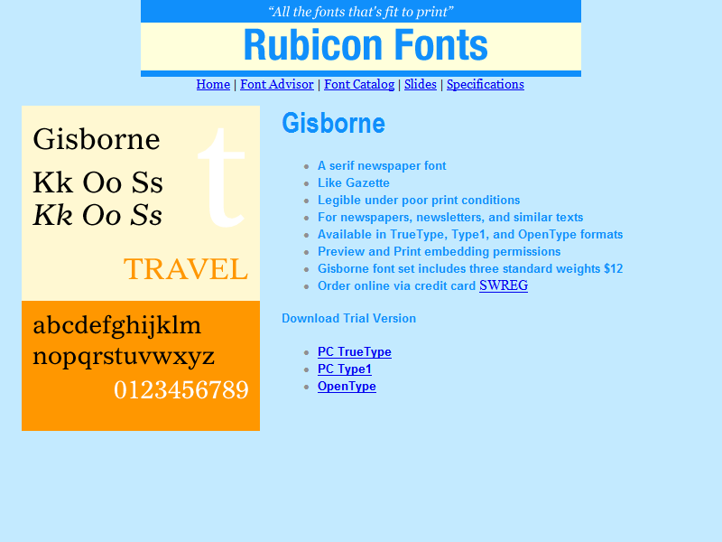 Click to view Gisborne Font OpenType 2.00 screenshot