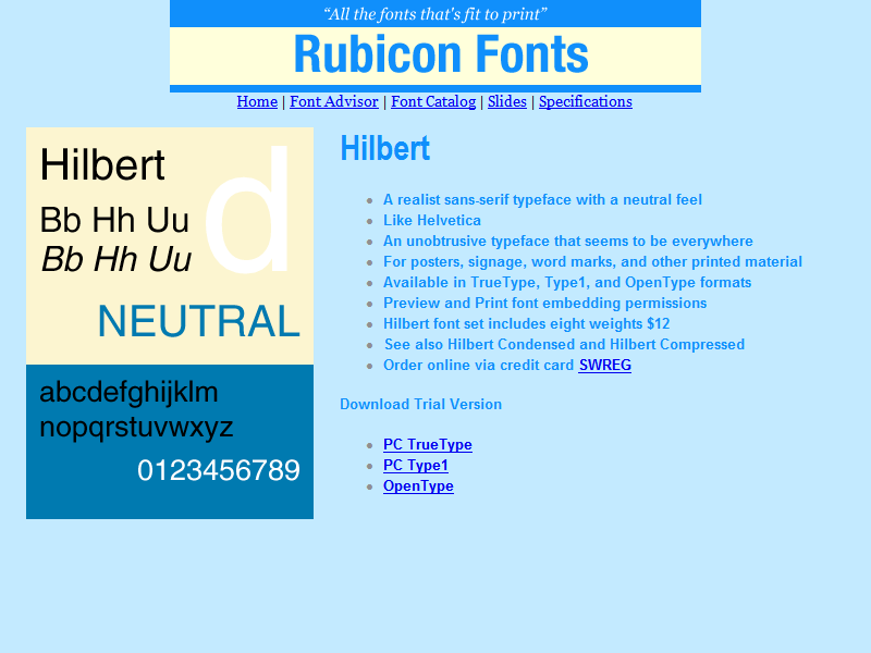 Click to view Hilbert Font TT 2.00 screenshot