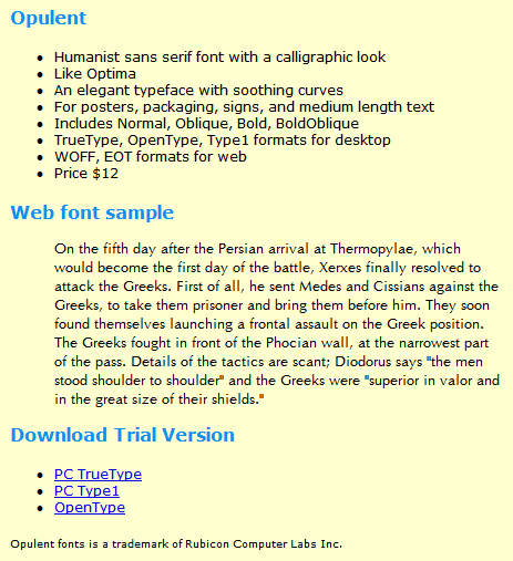 Click to view Opulent Font OpenType 2.10 screenshot