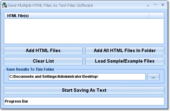 Click to view Save Multiple HTML Files As Text Files Software 7.0 screenshot