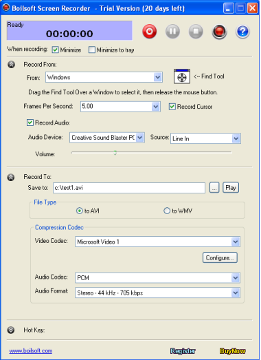 Click to view Boilsoft Screen Recorder 1.05.13 screenshot